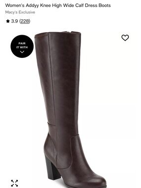 Knee-High Wide Calf Dress Boots in Dark Brown